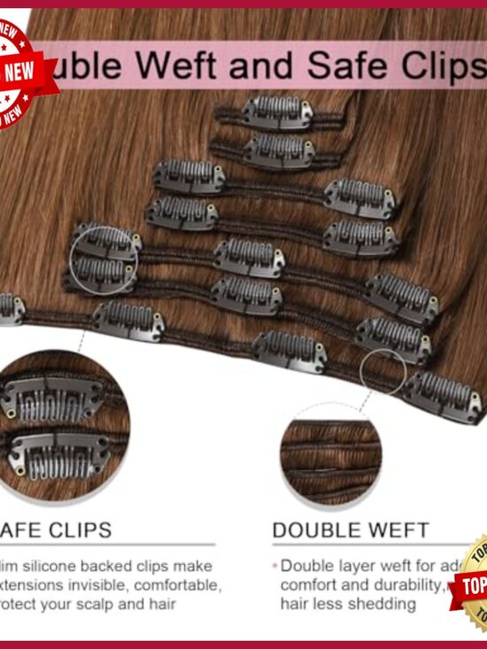 Remy Human Hair Clip-In Extensions 16 Inch 120g 7pc Double Weft main image 6